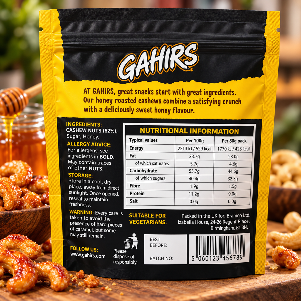 GAHIRS Honey Roasted Cashews – 80g